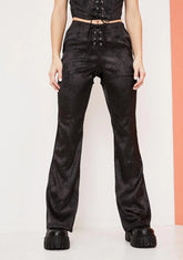 Slick Should Be Dancing Floral Satin Lace Up Pants