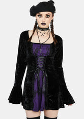 Mourning The Light Velvet Dress - Purple