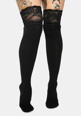 Shadow Specter Lace Thigh High Socks