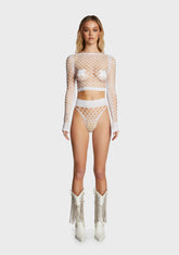 Electric Bolt Fishnet Set - White