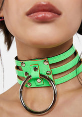 Neon Green Cut-Out O-Ring Choker