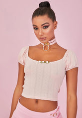 Hear My Heartbeat Rosette Crop Top