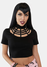 On The Web Mock Neck Top
