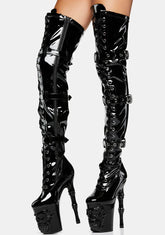 Rapture-3028 Patent Thigh High Boots