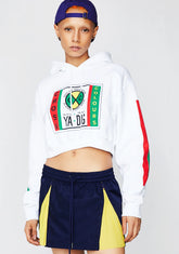 Label Logo Crop Hoodie