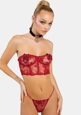 Roux Floral Embroidery Strapless Bustier Set