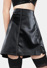 Slit Leather Mini Skirt