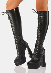 Panic Attack Platform Knee High Boots