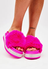 Diva Minto Rhinestone Slides - Dark Pink