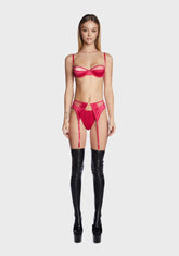 Bra Garter Belt And Panty Set