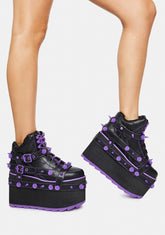 Purple Qozmo Bondage Rose Platform Sneakers