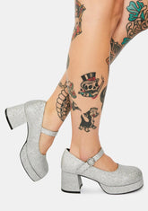 Silver Recess Junkie Glitter Mary Janes