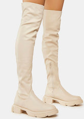 White Junya Knee High Boots
