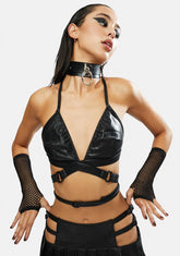 Night Craze Vegan Leather Bra Top