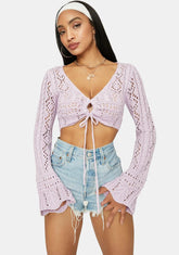 Lavender Coming Soon Loose Crochet Crop Top