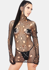 Hooked On You Fishnet Mini Dress