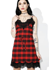 Scarlet Falling Out Plaid Slip Dress
