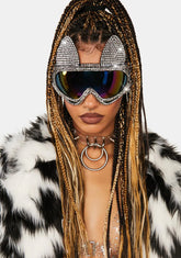 Chrome Animal Of Night Rhinestone Goggles