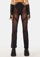 Red Lace-Up Stretch Pants