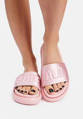 Pink Metallic Reggie Platform Slides