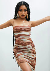 Caption That Printed Mesh Mini Dress