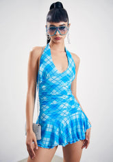 Especially Gifted Plaid Halter Dress