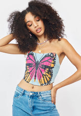 Denim Wings To Carry You Corset Top