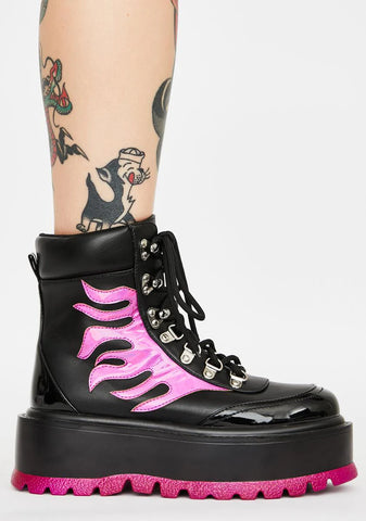 Purple Helios Flame Combat Boots