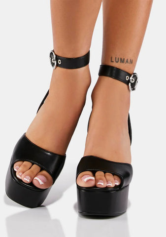 Black Platform Sandal Heels