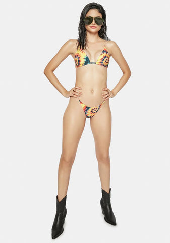 The Golden Girl Tie Dye String Bikini Top