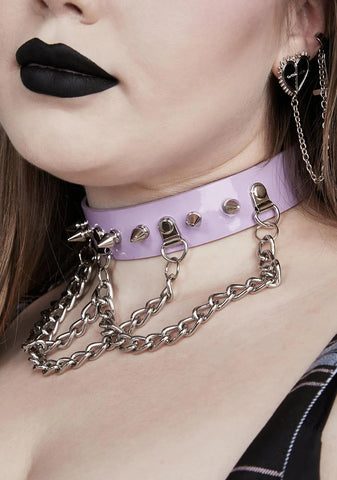 Purple Heal Me Spiked Chain Choker