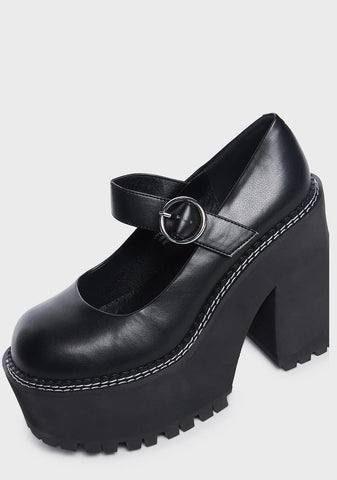 Wide Fit Dark Animal Behavior Platform Mary Janes