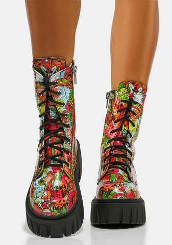 Scenic Route Combat Boots - Rainbow