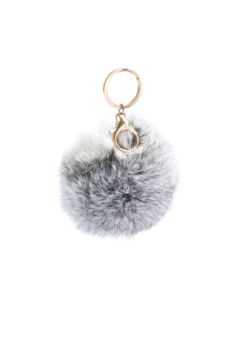 Clueless Grey Fluffy Pom Keychain