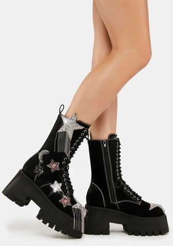 Mystic Superstar Liquid Velvet Platform Boots