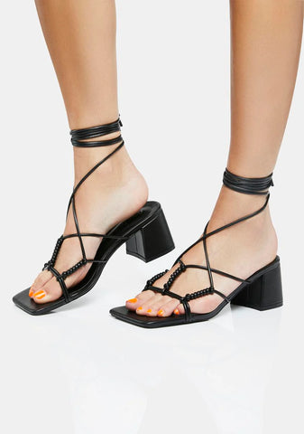 Black Fanatic Block Heel Sandals