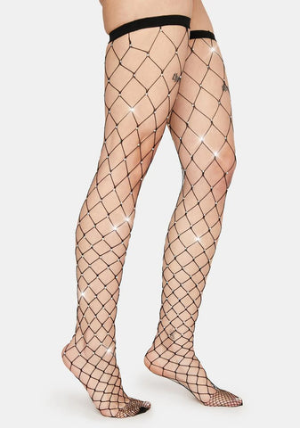 In The Rough Rhinestone Fishnet Tights