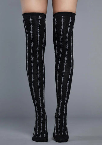 Through The Wire Thigh High Socks