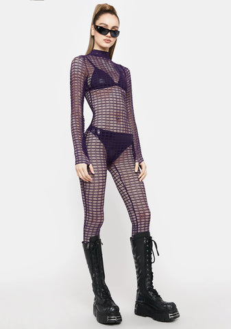 Violet Outta Your Mind Sheer Jumpsuit