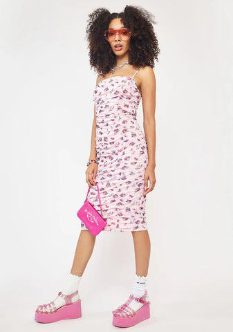 Summer Pink Bouquet Amara Midi Dress