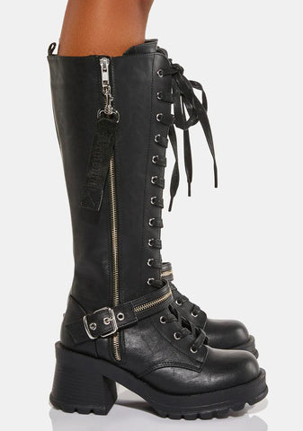 Bratty-206 Knee High Combat Boots