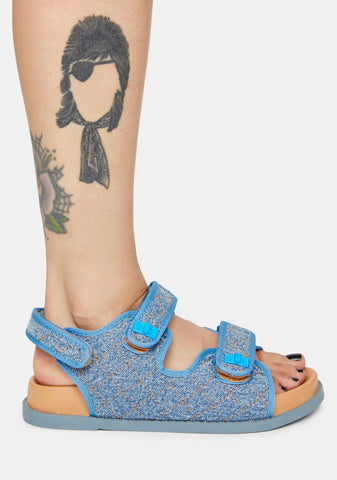 Aqua Carmen Denim Flat Sandals