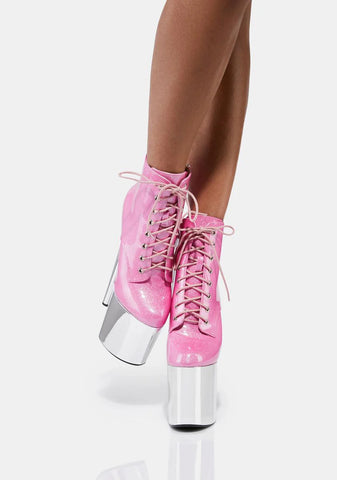 Sweet Turn Back Time Platform Ankle Boots