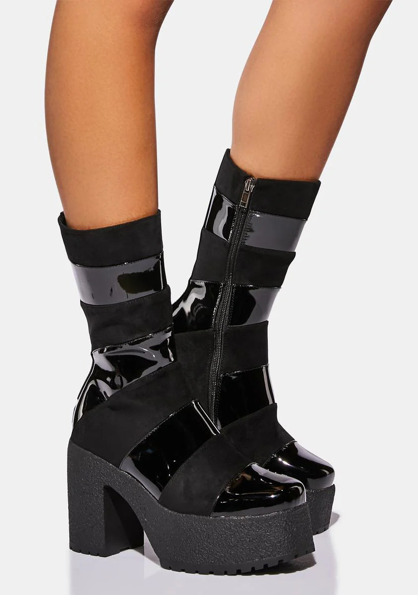 Told You So Striped Platform Boots