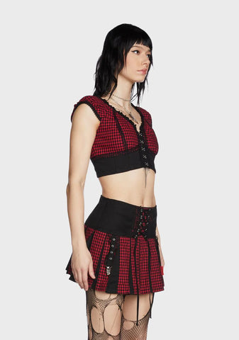 Red And Black Bo Peep Crop Top