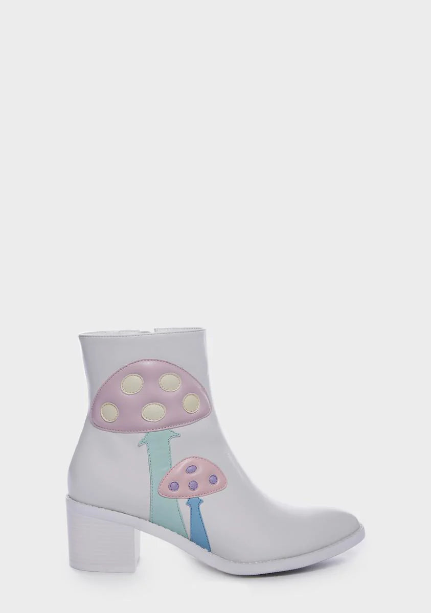 White Shroom Ankle Boots