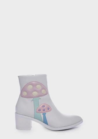 White Shroom Ankle Boots