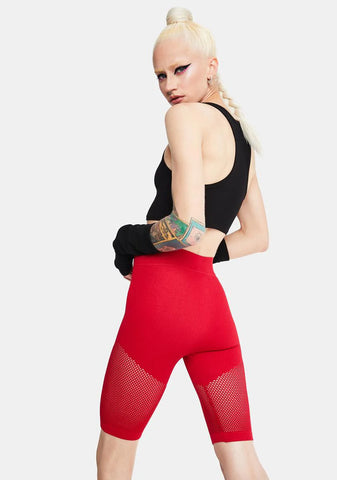 Hot 10% Luck Mesh Panelled Biker Shorts