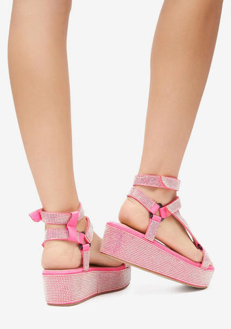 Blush On The Runway Strappy Platform Sandals