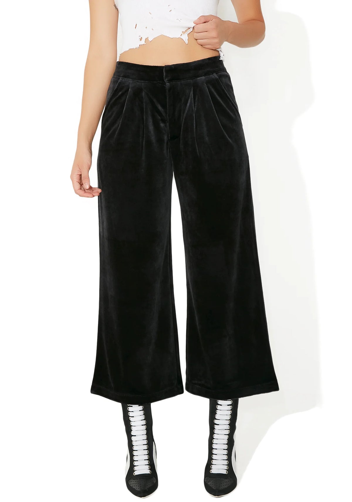 Sporty Velour Wide Leg Trousers